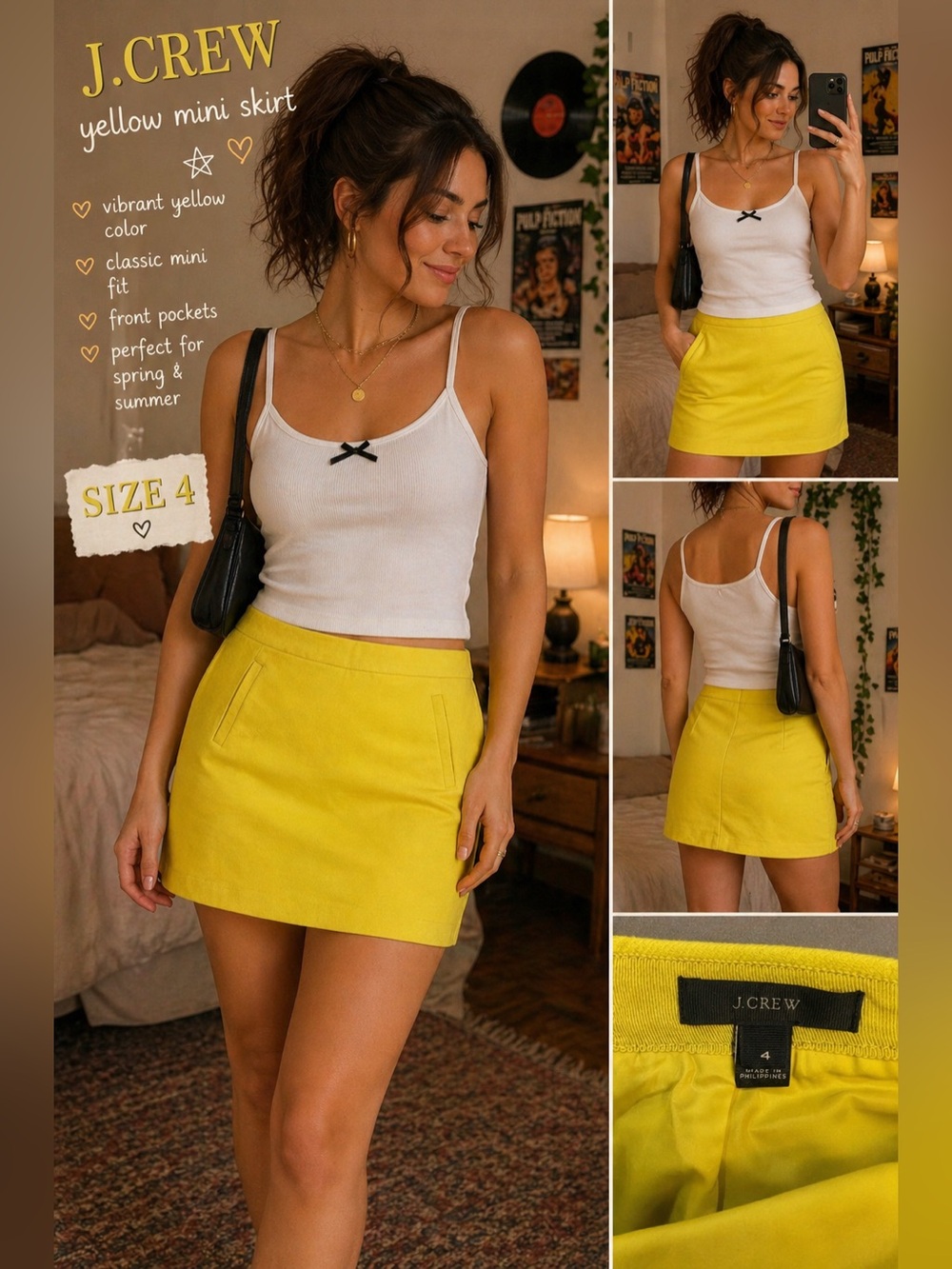 J. Crew Bright Yellow Mini Skirt with Welt Pockets